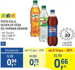 Metro Pepsi cola, seven up zero od. mirinda orange Angebot