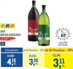 Metro 2er weiss oder rot Angebot