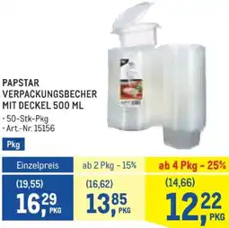 Metro Papstar verpackungsbecher mit deckel Angebot
