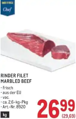 Metro Rinder filet marbled beef Angebot