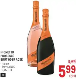 Metro Mionetto prosecco brut oder rosé Angebot