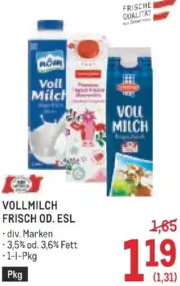 Metro Vollmilch frisch od. esl Angebot