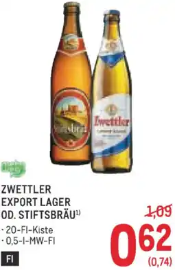 Metro Zwettler export lager od. stiftsbräu Angebot