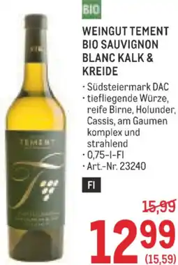 Metro Weingut tement bio sauvignon blanc kalk & kreide Angebot