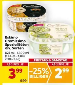 Billa Eskimo Cremissimo Spezialitäten div. Sorten Angebot