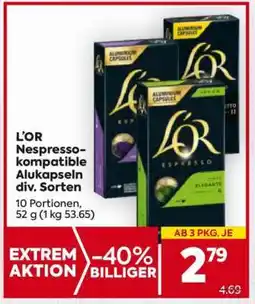 Billa L'OR Nespresso-kompatible Alukapseln div. Sorten Angebot