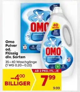 Billa Omo Pulver od. Flüssig div. Sorten Angebot