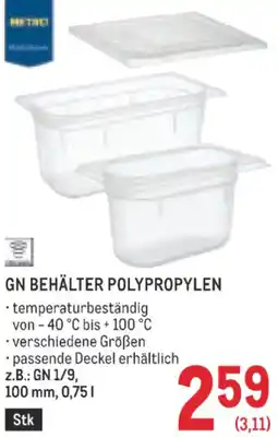 Metro Gn behälter polypropylen Angebot