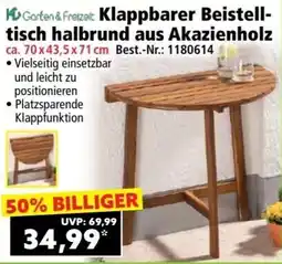 Norma Klappbarer Beistell- tisch halbrund aus Akazienholz Angebot