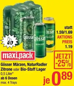 Maximarkt Gösser Märzen, NaturRadler Zitrone oder Bio-Stoff Lager Angebot