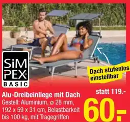 Maximarkt Alu-Dreibeinliege mit Dach Angebot