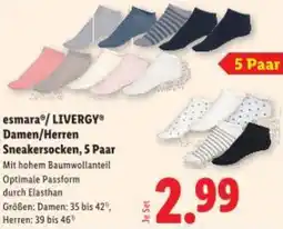 Lidl esmara/LIVERGY Damen/Herren Sneakersocken Angebot