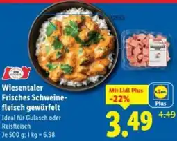 Lidl Wiesentaler Frisches Schweine- fleisch gewürfelt Angebot