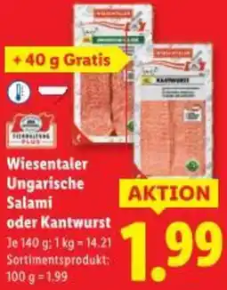 Lidl Wiesentaler Ungarische Salami oder Kantwurst Angebot