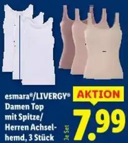 Lidl esmaraⓇ/LIVERGY Damen Top mit Spitze/ Herren Achsel- hemd Angebot
