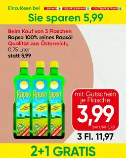 Spar Rapso 100% reines Rapsöl Angebot
