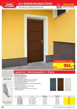 Josef Steiner Alu Nebeneingangstüren Angebot