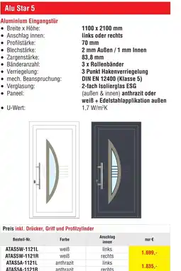 Josef Steiner Aluminium Eingangstür Angebot