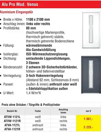 Josef Steiner Aluminium Eingangstür Angebot