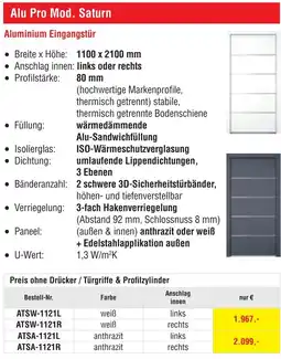 Josef Steiner Aluminium Eingangstür Angebot