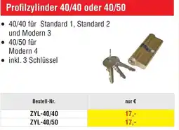 Josef Steiner Profilzylinder 40/40 oder 40/50 Angebot