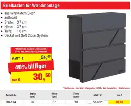 Josef Steiner Briefkasten für Wandmontage Angebot