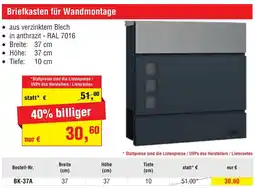 Josef Steiner Briefkasten für Wandmontage Angebot