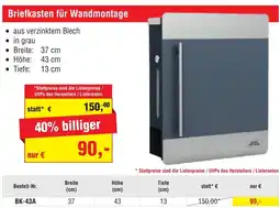 Josef Steiner Briefkasten für Wandmontage Angebot