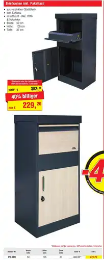 Josef Steiner Briefkasten inkl. Paketfach Angebot