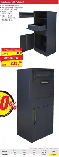 Josef Steiner Briefkasten inkl. Paketfach Angebot
