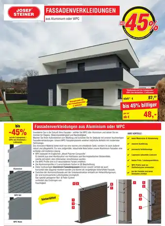 Josef Steiner Fassadenverkleidungen aus Aluminium oder WPC Angebot