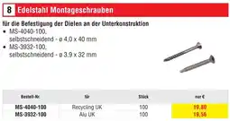 Josef Steiner Edelstahl Montageschrauben Angebot