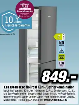 Red Zac LIEBHERR NoFrost Kühl-Gefrierkombination Angebot
