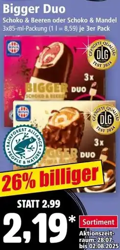 Norma Bigger Duo Schoko & Beeren oder Schoko & Mandel Angebot