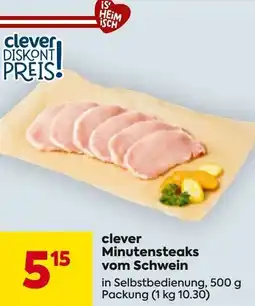 Billa clever Minutensteaks vom Schwein Angebot