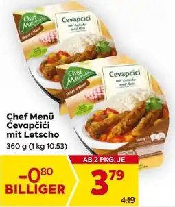 Billa Chef Menü Ćevapčići mit Letscho Angebot