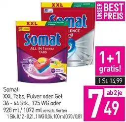Sutterlüty Somat XXL Tabs, Pulver oder Gel 36-64 Stk., 125 WG oder Angebot