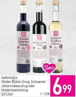 Sutterlüty Sutterlüty's Holder Blüten Sirup, Schwarzer Johannisbeersirup oder Holderbeerensirup Angebot