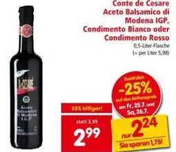 Interspar Conte de Cesare Aceto Balsamico di Modena IGP, Condimento Bianco oder Condimento Rosso Angebot