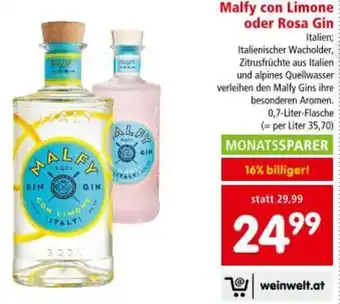 Interspar Malfy con Limone oder Rosa Gin Angebot