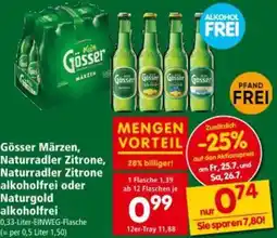 Interspar Gösser Märzen, Naturradler Zitrone, Naturradler Zitrone alkoholfrei oder Naturgold alkoholfrei Angebot