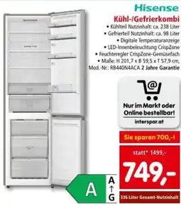 Interspar Hisense Kühl-/Gefrierkombi Angebot