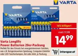 Interspar Varta Longlife Power Batterien 20er-Packung Angebot