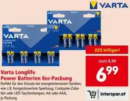 Interspar Varta Longlife Power Batterien 8er-Packung Angebot