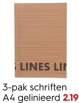HEMA 3-pak schriften A4 gelinieerd Angebot
