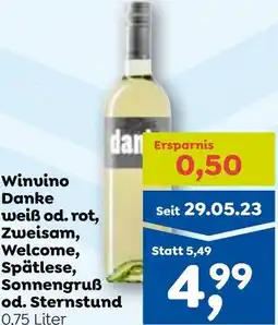 ADEG Winvino Danke weiß od rot Zweisam Welcome Spätlese Sonnengruß od Sternstund Angebot