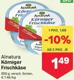MPreis Alnatura Körniger Frischkäse Angebot