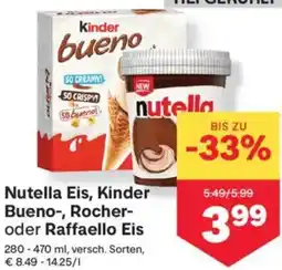 MPreis Nutella Eis, Kinder Bueno, Rocher oder Raffaello Eis Angebot