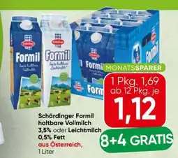 Spar Schärdinger Formil haltbare Vollmilch 3,5% oder Leichtmilch 0,5% Fett Angebot
