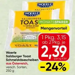 Spar Woerle Salzburger Toast Schmelzkäsescheiben Angebot